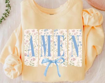 Blauwe bloemen Amen png, Pasen png, Amen Coquette Bow png, christelijk Pasen png, bloemen lente png