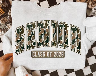 Design Retro Camo Senior 2026 PNG, maglietta di laurea png
