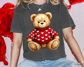 Valentine's Day Bear Clipart Png, Heart Bear Png, Watercolor Cute Teddy Bear Sublimation
