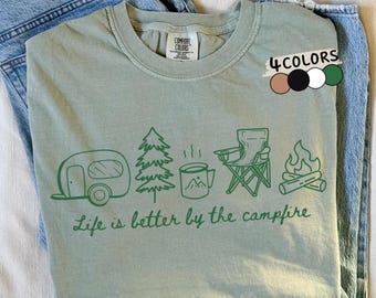 Life Is Better By The Campfire Png, Camping Life Png, Minimalist Camping Png, Trendy Outdoor Shirt Design
