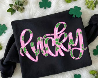 Lucky Shamrock Png, Coquette St Patrick's Day Png, Trendy Irish Png, Lucky Clover Design