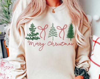 プレッピーなクリスマスツリーのPNG画像、クリスマスのコケットリボンのPNG画像、メリークリスマスシャツのデザイン、コケットメリークリスマスのPNG画像