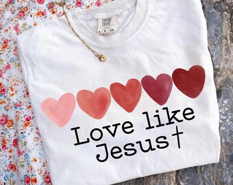 Love Like Jesus Png, Love PNG, Christian Valentines, Cute Watercolor Heart Design, Bible Verse Png