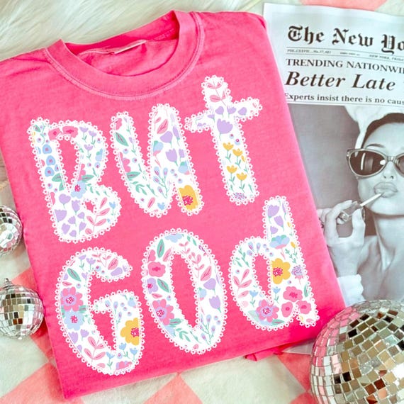 Preppy But God PNG, Christian Shirt Design, Christian Shirt Design Ditsy Flower, Bible Verse PNG, But God PNG, Lace Letters Floral