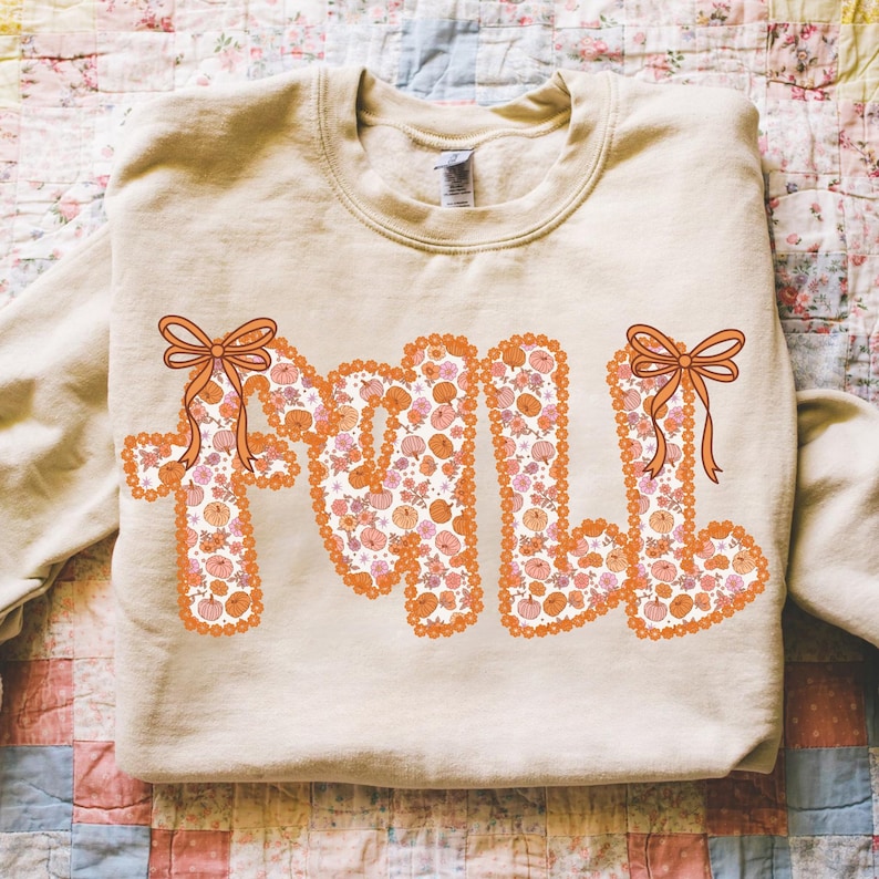 Preppy Fall png, Coquette Fall png, Fall Cottage Core Ditsy Flowers Fall png, Autumn png, Girly Floral Fall png, Lace Fall png, Pumpkin png