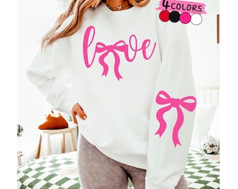 Love Bow PNG, Trendy Valentines Day, Girly Valentines,  Valentine Coquette, Sleeve Design, Valentines Bow