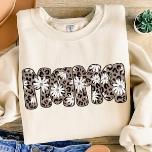 Preppy Mama png, Leopard bloemensublimatieontwerp, Moederdag png, Groovy Mom Shirt clipart, Instant Download