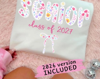 Coquette Senior 2026, 2027 Floral Shirt Design (PNG)