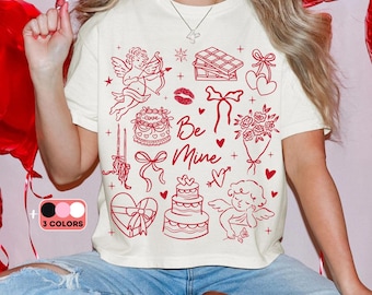 Sii mio/a PNG, sublimazione di scarabocchi di San Valentino, design minimalista per maglietta di San Valentino, Cupido PNG