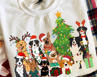Christmas Dogs Png,  Holiday Shirt Design,  Cute Gift for Dog Lover