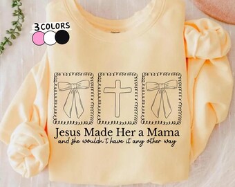 Jesus Made Her a Mama PNG, Coquette Christian Mama Sublimation Design, Trendy Mama png, Faith Mother Shirt Design, Minimalist Mama design