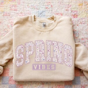 Spring Vibes png, Floral Varsity Spring Sublimation Design, Spring Flowers png, Trendy Easter png