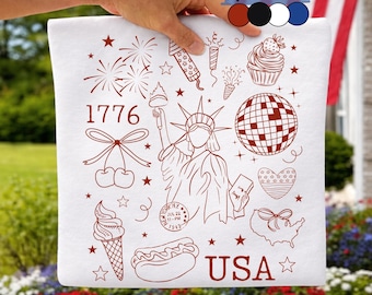 Retro 4th of July PNG, Coquette USA Patriotic Sublimation Design (Digital Download)