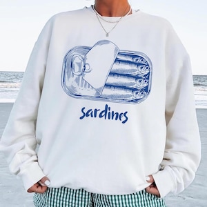 Fisherman Aesthetic Sardines Clipart, Coastal Artwork, tinned fish png, italian trend, Vintage Fisher png, Trendy Sardine PNG