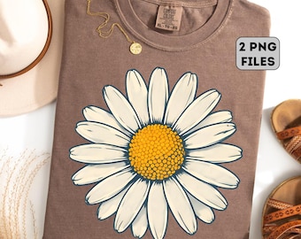 Margarita retro PNG, Flor PNG, Margarita de primavera PNG, Flor de primavera PNG, Flor blanca PNG, Sublimación de margarita, Girasol PNG, Primavera verano de moda PNG