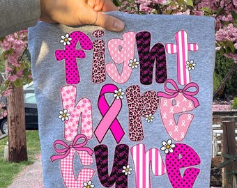 Brustkrebs-Bewusstsein PNG, Kampf Hoffnung Heilung Design, Pink Ribbon Unterstützung (Digitaler Download)