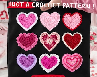 Crochet Yarn Valentine Heart PNG Bundle, Faux Yarn Hearts Sublimation, Love Png Digital Download