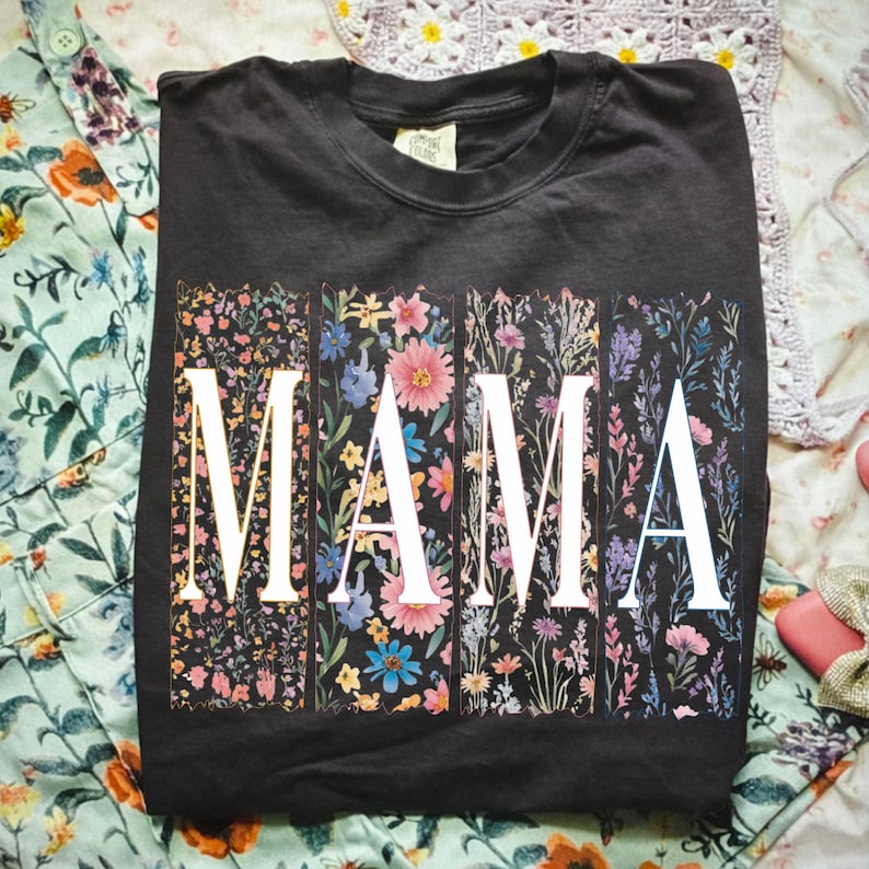 Boho Floral Mama png, Wildflowers Spring Png, Gift for Mom, Mothers Day png image 4