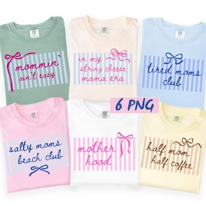Mom Life PNG Bundle, Funny Mama Shirt Design, Mommin Ain’t Easy, Motherhood Sublimation Digital,  Preppy Striped Png