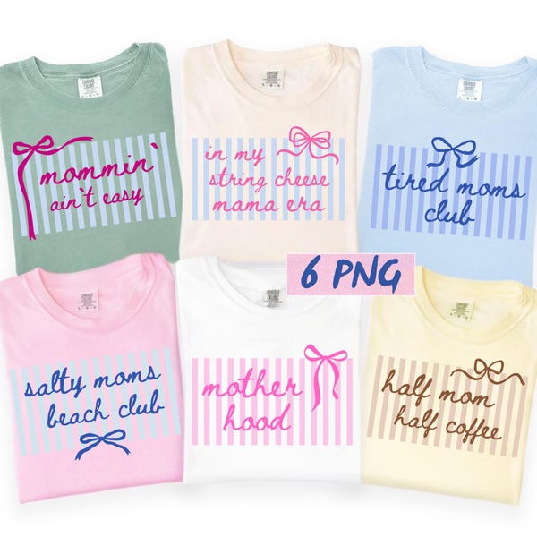 Mom Life PNG Bundle, lustiges Mama Shirt Design, Mommin ist nicht einfach, Mutterschaft Sublimation Digital, Preppy Striped Png