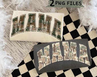 Camouflage Mama PNG: Retro Varsity Design, Retro Camo Mama design