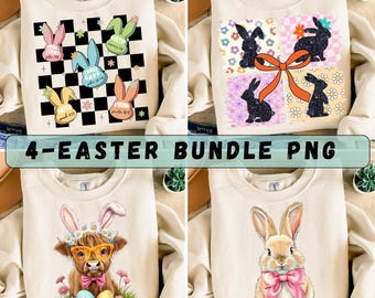 Easter Png Bundle, Retro Easter Bunny Sublimation Designs, Happy Easter png, Easter Coquette Png, Boho Easter Bunny png, Highland Cow Easter