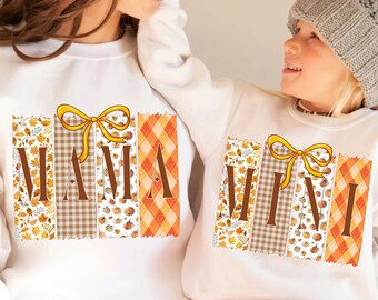 Fall Mama Mimi Matching png, Autumn Mimi Png, Coquette Mama and Me Png, Coquette Mama Mini Sublimation, Thanksgiving png, Autumn Sublimation
