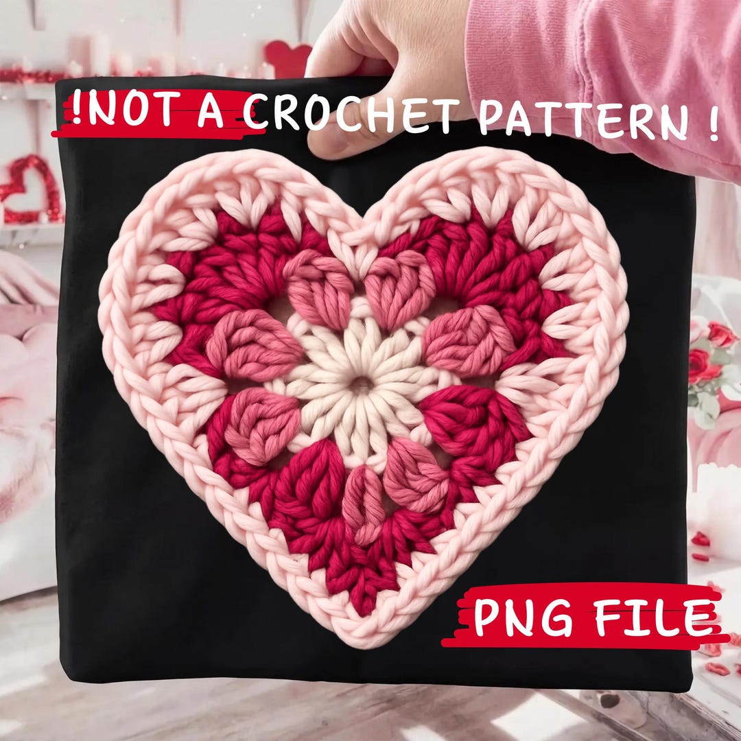 Valentines Day Crochet Yarn Heart Png, Faux Yarn Valentine Day Png ...