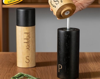Engravable Oak Pepper Grinder - Handmade Wooden Salt & Spice Mill, Vintage Kitchen Gift, Manual Adjustable Seasoning Grinder