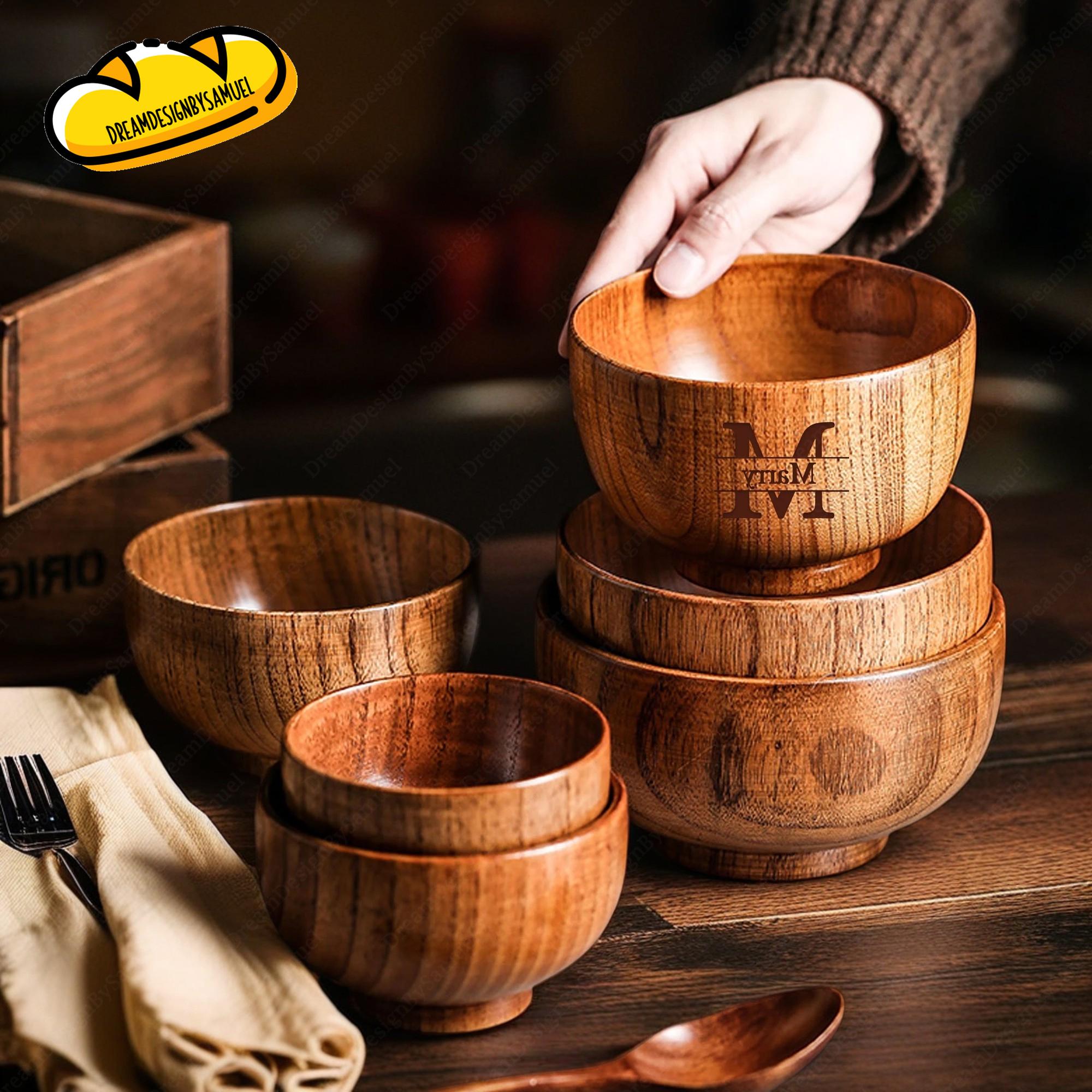 Personalized Name Wood Bowl,Custom Handmade Jujube Wood Bowl ,Engrave Wooden Bowl ,Multi-Sized Wooden Bowls for Serving Snacks,Gifts For Her