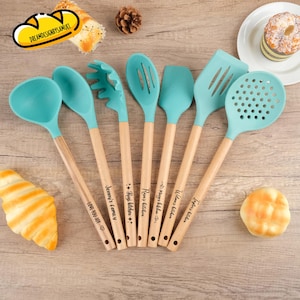 Aangepaste siliconen spatel met houten handvat,gepersonaliseerde gegraveerde siliconen spatelset,Chefs & Cooking Lovers,Houten bakgereedschap,Keukencadeaus