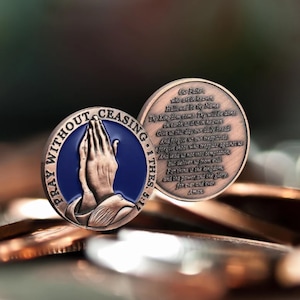Inspirational Lord&#39;s Prayer Coin Christian Keepsake,Praying Hands Faith Encouragement Gift,Religious Token Challenge Coin,Gift For Christmas