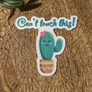 Sticker Kaktus Aufkleber für Naturliebhaber Spruch niedlicher Kaktus Can't Touch This Dekoration Sukkulenten Geschenkidee