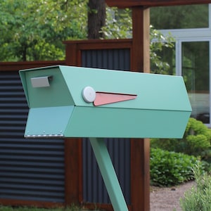 Mid-Century Modern Mailbox: Retro Colors, Post Mounted (Monochrome Collection)