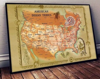 Indian Tribes Map - Etsy