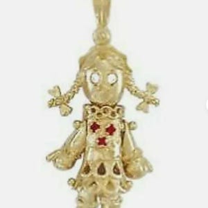9ct Gold Multi Gem Moving Ragdoll Pendant Hallmarked Gift boxed
