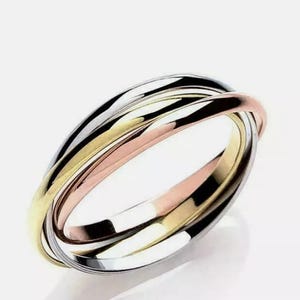 9ct Gold Russian Wedding Ring Multi-Tone 3 Colour Gold Band Three Colour 2mm 3mm