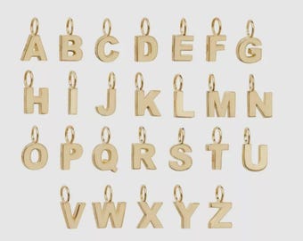 9ct Solid Gold Pendant For Necklace, Initial Letter Charm A to Z
