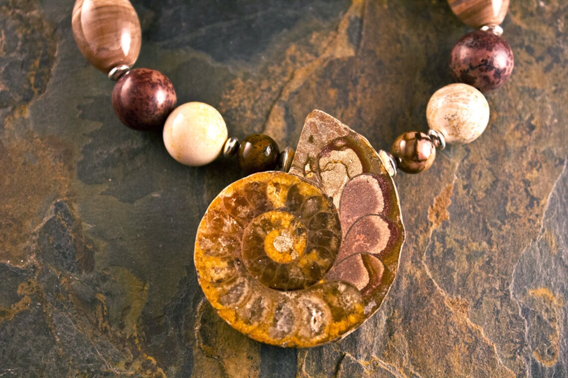 Handcrafted Ammonite Fossil Tiger's Eye Petrified Wood Etsy