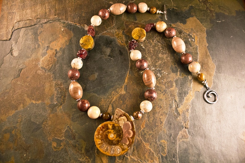 Handcrafted Ammonite Fossil Tiger's Eye Petrified Wood Etsy