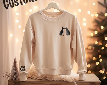 Custom Dog Silhouette Sweatshirt, Personalized Pet Name, Dog Mom Gift