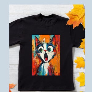 Modern Cat Lover Unisex T-shirt, Abstract Shirt, Street ware, Artistic Shirt, Artist Gift, Alternative Clothes, Size S - 3XL, Many Colours