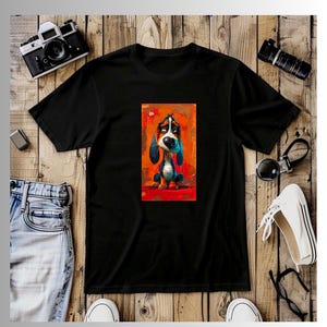 Modernes Hundeliebhaber Unisex T-Shirt, Süßes Hunde Shirt, Street Ware Urban, Arty Shirt, Künstler Geschenk, Alternative Kleidung, Größe S - 3XL, 6 Farben