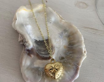 18k Gold-Plated Puffy Heart Necklace: Dainty Textured Pendant