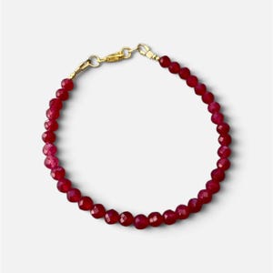 Red Gemstone Bracelet, Ruby Red Beaded Bracelet, July Birthstone Jewelry, Stacking Bracelet, Layering Bracelet, Gift for Her