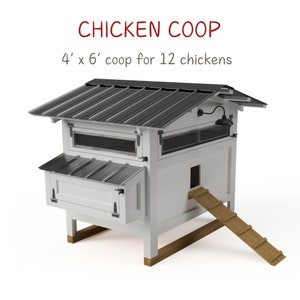 Chicken Run & Coop Plans, Simple Chicken Coop Plan for 12 Chicken, Coop Building Plans, DIY Chicken Run Blueprint, Step-by-Step Coop PDF