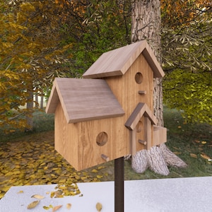 DIY Birdhouse Plans, Simple Build Plans for Birdhouse and Birdfeeder, Step by Step Birdhouse Plans, Wood Log Birdhouse, Woodworking Plans
