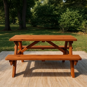 Plano de mesa de picnic: planos de carpintería con instrucciones, planos de mesa de picnic, planos de mesa de exterior, planos de muebles de patio