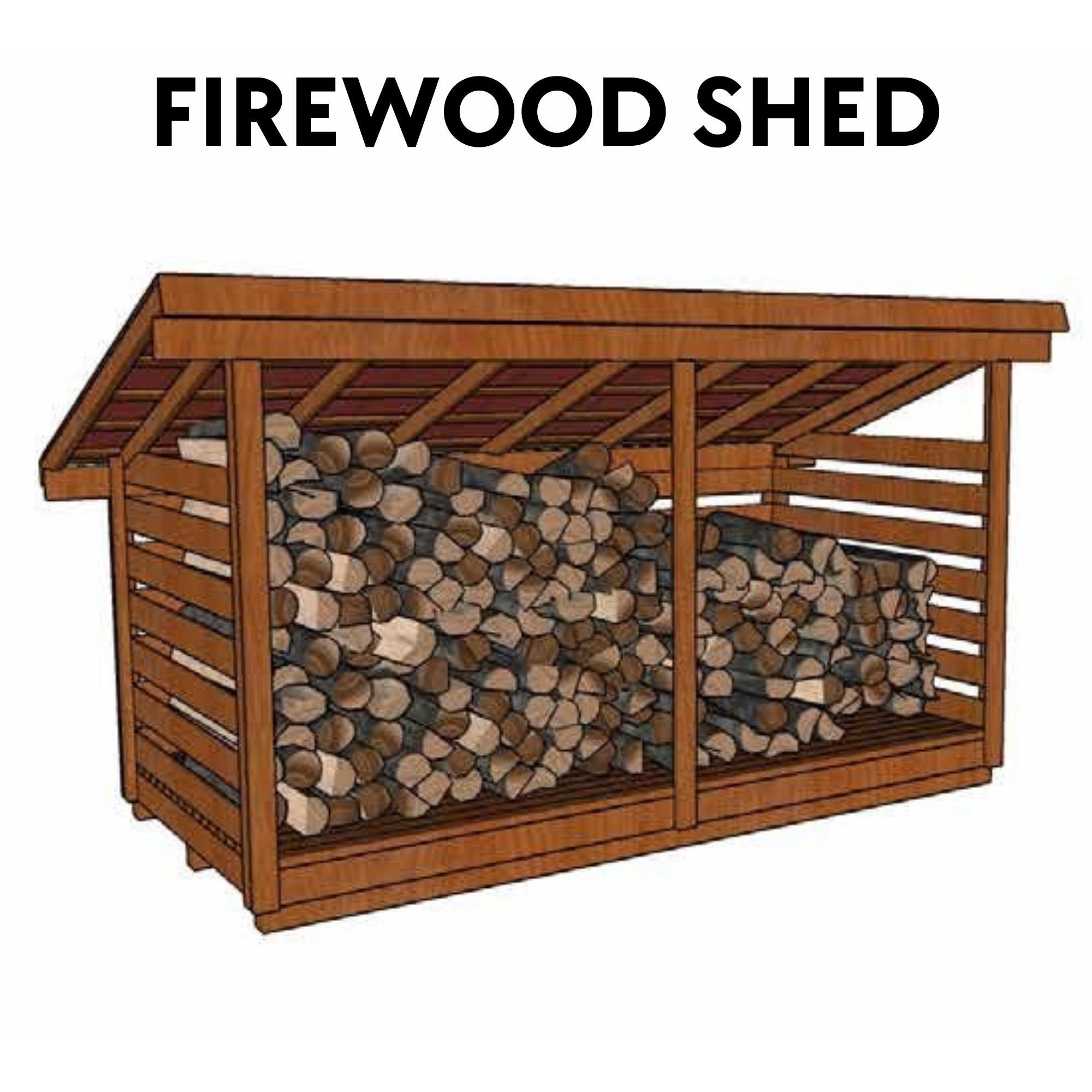 8x14 DIY Lean-to Firewood Shed Plans: Step-by-step Woodworking (digital