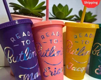 Personalized Holiday Cold Cup Tumbler, Ready to Butlins Quote